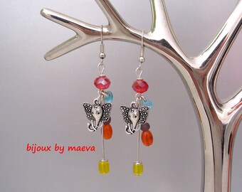 Costume jewelry dangle earrings multicolor elephants