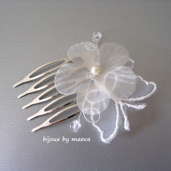 bijoux mariage accessoire coiffure mariée fleur et papillon ivoire