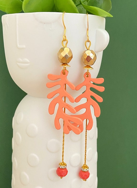 Coral colored earrings best sale