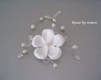 5-petal round flower wedding bracelet, custom wedding jewelry, wedding jewelry