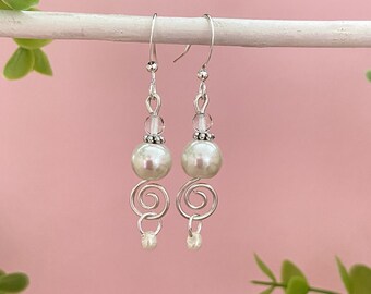 fashion jewelry earrings for bridal ivory beads and spiral