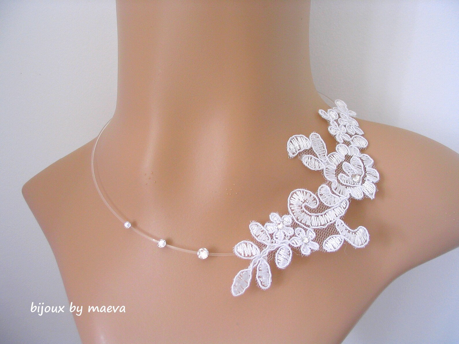 White lace wedding jewelry lace wedding necklace custom and Etsy