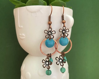 Bijoux fantaisie turquoise marron,boucles d'oreilles turquoise vert, bijoux personnalisés France