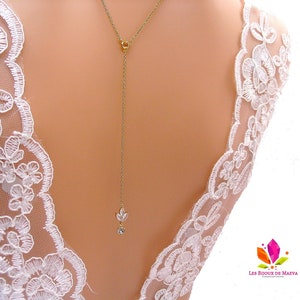 collar de espalda nupcial, collar colgante trasero para vestido sin tirantes, vestido sin espalda, joyería de boda de diamantes de imitación