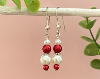 Jewelry wedding earrings red pearls