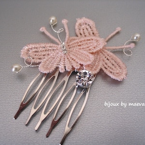 CHOKO Pink Lace Butterfly Clips
