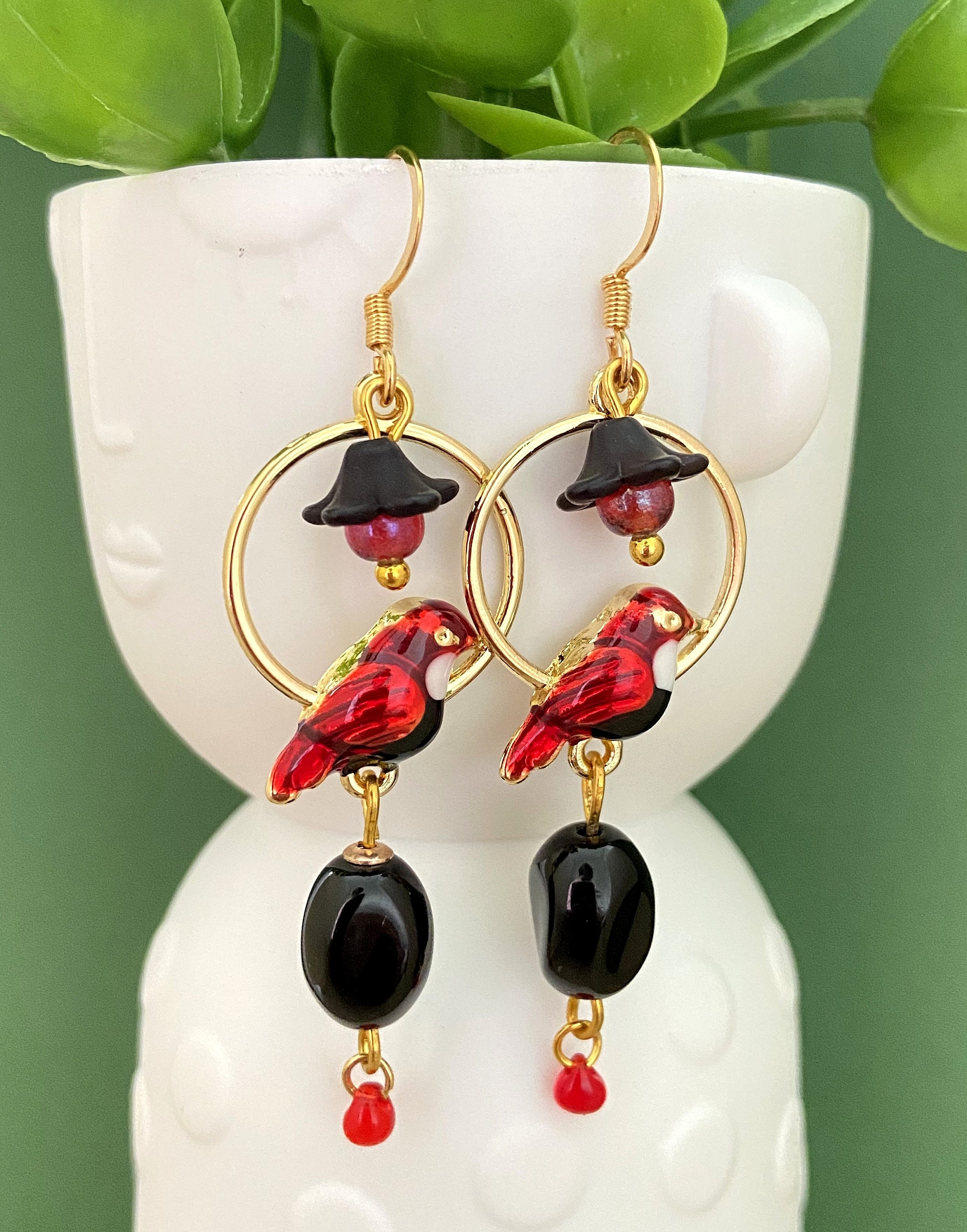Red and black earrings best sale online