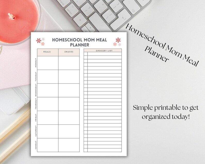 Homeschool Mom Meal Planner | Printable Weekly Meal Organizer for Busy ...