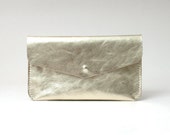 Boda oro embrague cuero dama regalo personalizado embrague bolso de noche de envolvente, accesorios de novia, hecho a mano, metálico Oro