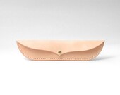 Personalizado caja de la pluma fuente / manga, cuero curtido vegetal, hecho a mano Natural, cosido a mano Tan