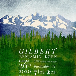 Baby Art Hebreeuws naamgeving Certificaat Geboorteakte Custom Art Rainy Mountain