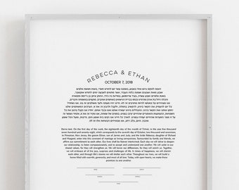 Modern Custom Ketubah Text Only Wedding Certificate Rectangle