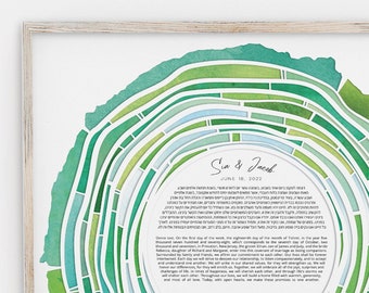 Paper Cut Ketubah Modern Custom Wedding Certificate Tree Rings