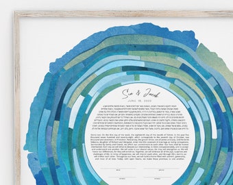 Modern Custom Ketubah Wedding Certificate Tree Rings