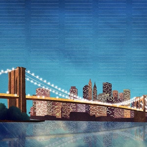 Hochzeitszertifikat Brooklyn Bride Quaker Heiratsurkunde Brooklyn Bridge Skyline NYC