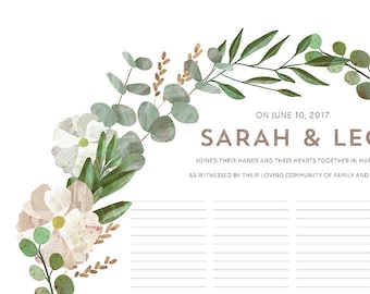 Wedding Certificate Floral Wreath Quaker Marriage Certificate Good Earth Circle Blush