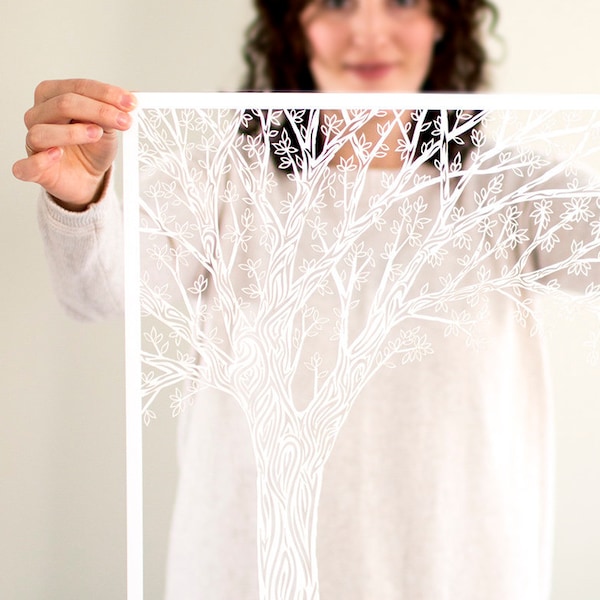 Paper Cut Ketubah Modern Custom Wedding Certificate Tree of Life