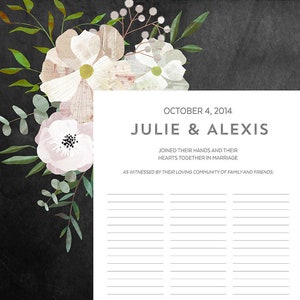 Hochzeitsurkunde Floral Quäker Heiratsurkunde Gute Erde Geliebte Floral Dunkler Hintergrund