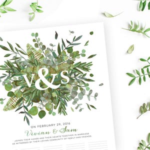 Hochzeitszertifikat Botanische Girlande Quaker Heiratsurkunde Good Earth Burst