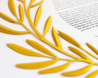 3-D Paper Cut Ketubah Modern Judaica Olive Branches