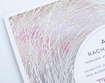Paper Cut Art Hebrew Naming Certificate Birth Announcement Baby Custom Art Encircled Petal