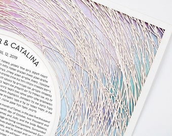 Paper Cut Ketubah Modern Custom Wedding Certificate Encircled Magic