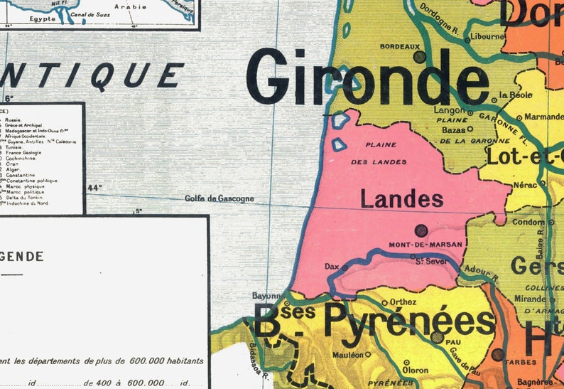Reproduction d'ancienne carte d'école N 4 France départements par Vidal Lablache image 3