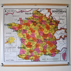 Reproduction d'ancienne carte d'école N 4 France départements par Vidal Lablache image 1