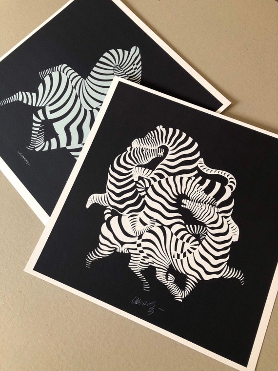 Victor VASARELY Art Print (2pc) Zebra Collection Black & White