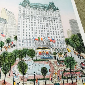 New York City Plaza Hotel art print lithograph