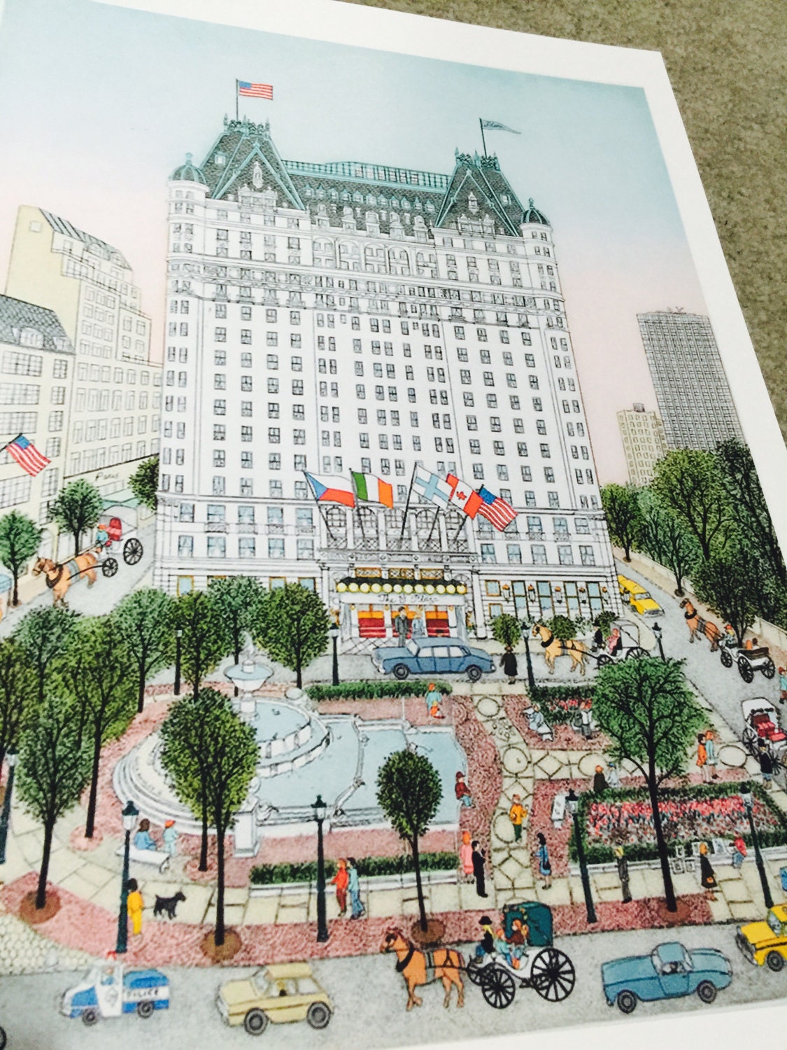 New York City Plaza Hotel Art Print Lithograph - Etsy
