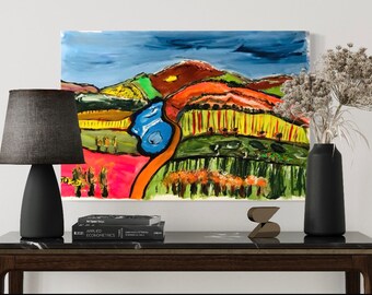 Tuscany Vineyards original art painting by JOKA 50x39" CANVAS