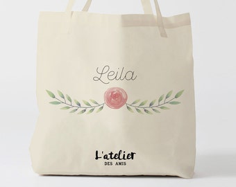 W78Y Tote bag Personnalisé wedding, sac de toile cabas, sac demoiselle d'honneur , mariée fleurs, Tote Bag, tote bag evjf, cabas