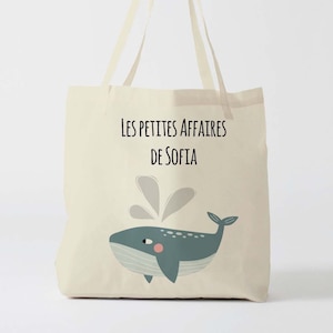 X1190Y Tote bag Ballena infantil personalizada, tote bag school, canvas bag tote, bag toy, bag para ropa infantil, tote bag nursery, bag