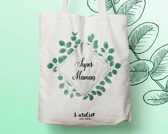 W108Y tote bag Super mom, custom tote bag, tote bag everything, Mother's Day bag, shopping bag, course bag, changing bag, tote bag evjf