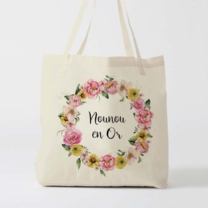 X1379y tote bag nanny in gold, tote bag cotton nanny, tote bag to offer nanny, nanny gift, bag to offer nanny, bag and cab, nanny bag