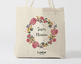 X580Y tote bag nounou,  tote bag coton nounou, sac fourre-tout, sac à langer, tote bag coton, sac été, tote bag summer, sac en coton