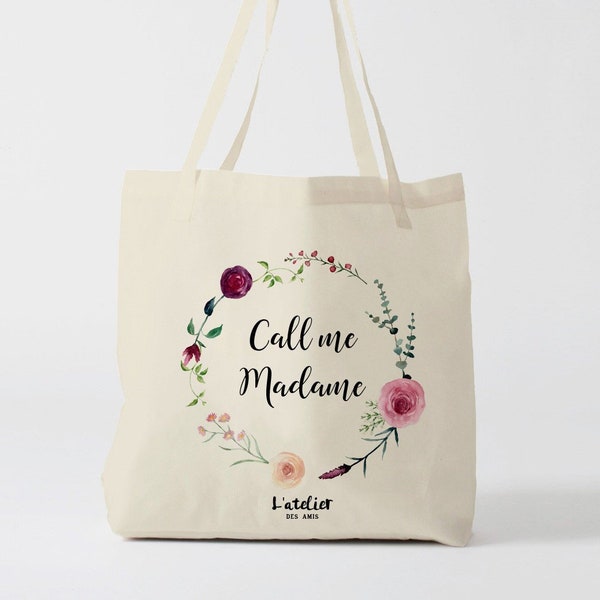 X620Y tote bag call me madame, custom tote bag, sac fourre-tout, sac à langer, wedding bag, bridesmaid, tote ba