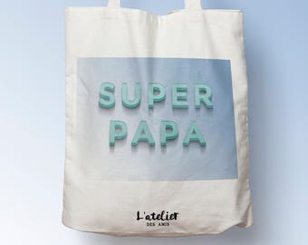 X456Y tote bag super dad, custom tote bag, tote bag everything, Father's Day bag, shopping bag, course bag, changing bag, men's tote bag