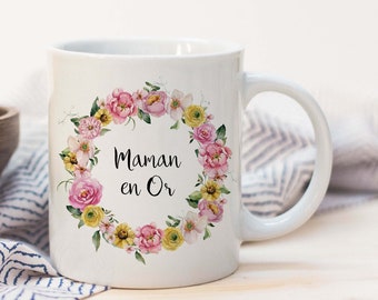 M15G_ Mug Personnalisé Céramique 325 ml, maman en or, mug fête à offrir, mug à personnaliser, cadeau maman, cadeau pour amateur de café
