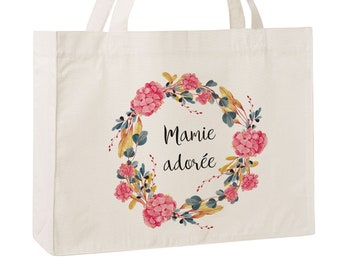 C59W Sac cabas en toile recyclée Super mamie Shopping bag coton, sac coton , sac et cabas, summer bag, mother's gift, child gift, custom