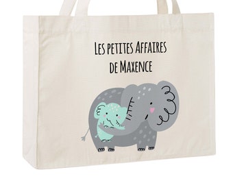 C96W Sac cabas en toile recyclée baleine, sac école, caba de naissance, sac pour la crèche, cadeau enfant Noël, sac personnalisable