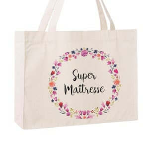 C50W Caba Personnalisé maîtresse, sac de toile cabas, sac en coton, sac super maîtresse, sac à offrir maîtresse, school bag, sac toil