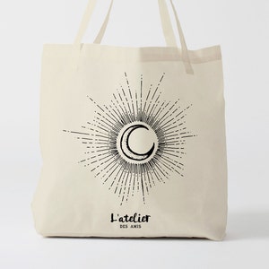 X272Y tote bag moon, canvas bag, cotton bag, shopping bag, custom tote bag, personalized tote bag, tote gift, tote bag personalized image 1
