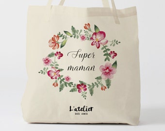 X153Y tote bag super mom, custom tote bag, tote bag, changing bag, Mother's Day bag, computer bag, shopping bag, cotton bag