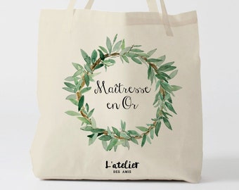 X584Y Tote bag Personnalisé maîtresse, sac de toile cabas, sac en coton, sac super maîtresse, sac à offrir maîtresse, school bag, sac toile