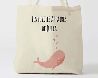 X1079Y Tote bag Personnalisé enfant, tote bag école, sac de toile cabas, sac à doudou , sac pour habits enfant, tote bag crèche, sac crèche