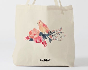 X553Y tote bag bird, sac de courses, shopping bag, party bag , sac à langer, gift for friend, gift for mother, tote bag surf, bag