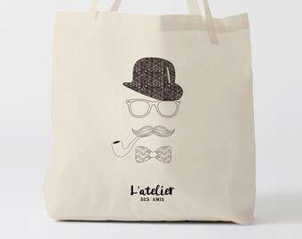 X192Y tote bag man pipe, handbag, tote bag, changing bag, shopping bag, course bag, beach bag, canvas bag, cotton bag