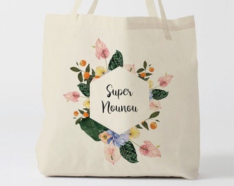 X792Y tote bag nounou,  tote bag coton nounou, sac fourre-tout, sac à langer, tote bag coton, sac été, tote bag summer, sac en coton